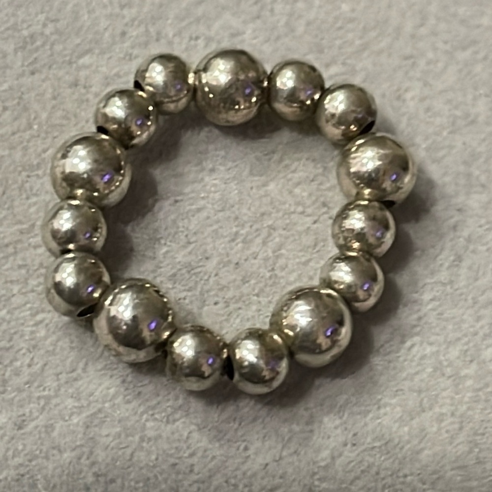 STERLING SILVER ROUND BALL BEAD RING BAND🩶 - Picture 2 of 3